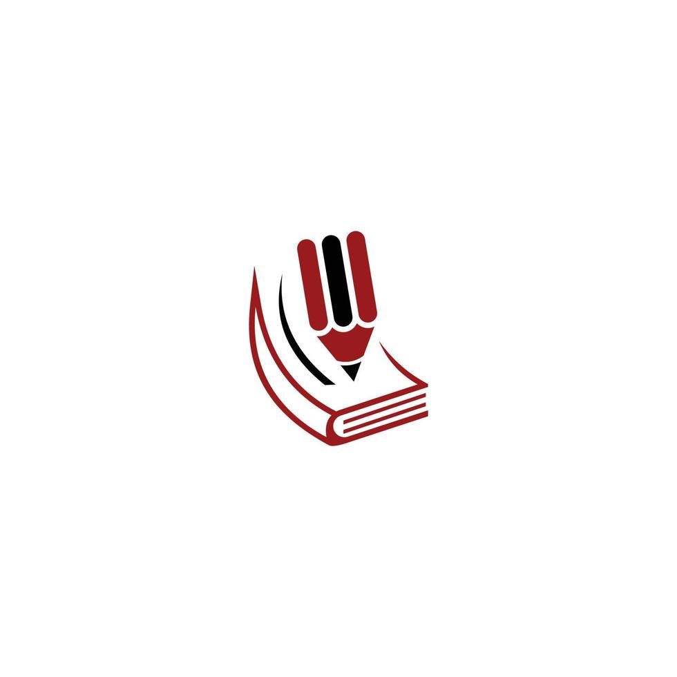 boek en potlood onderwijs logo ontwerp vector