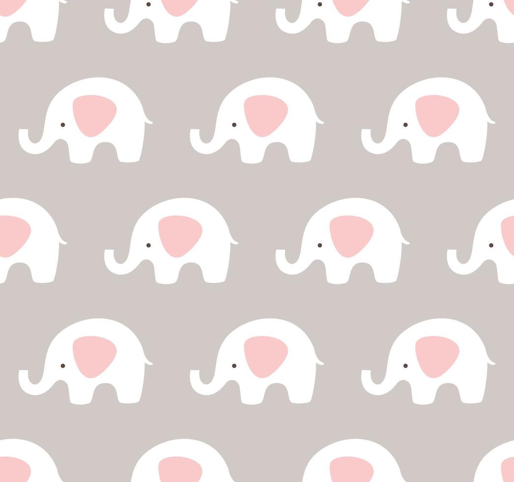 schattig olifantenpatroon. naadloze achtergrond. roze, taupe, wit patroon. vector