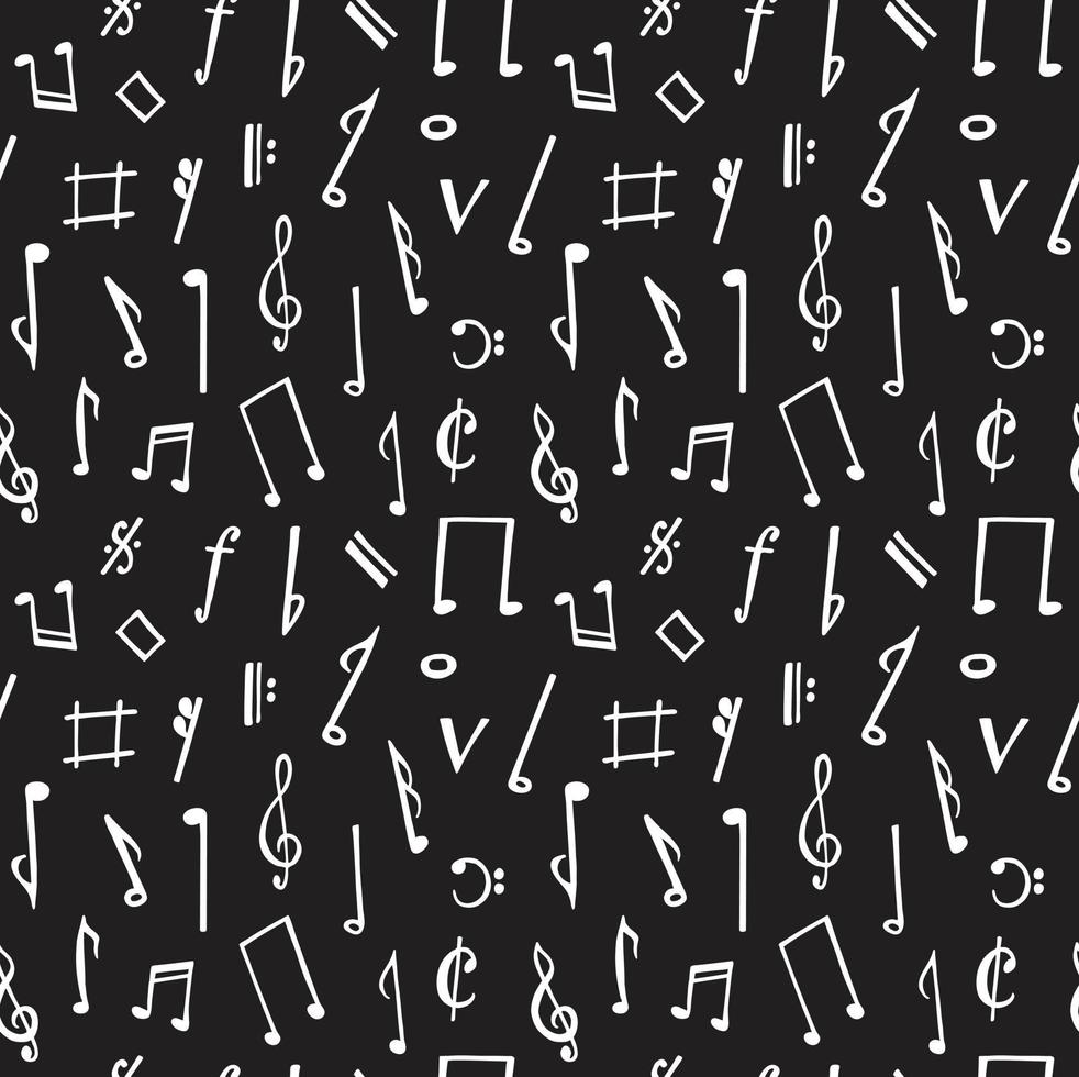 naadloos vectorpatroon met muzieknota's. zwart-wit abstracte achtergrond. vector