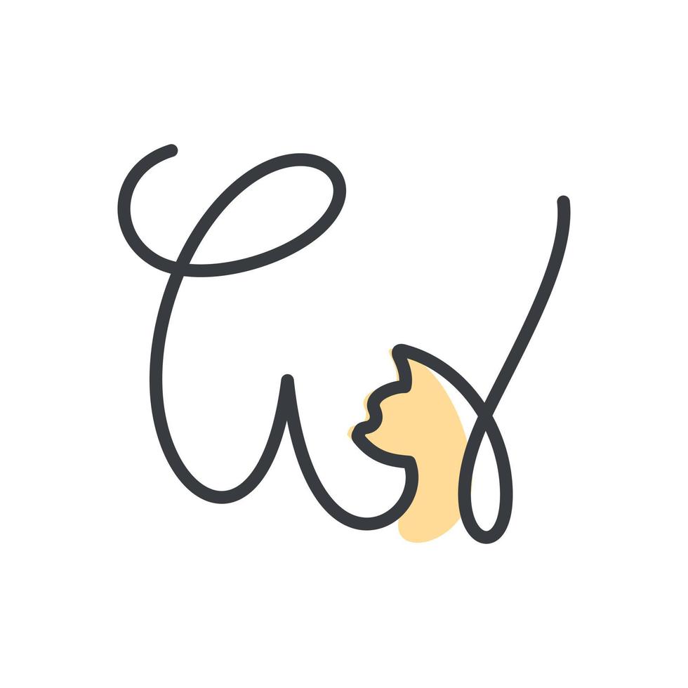 initiaal w cat-logo vector