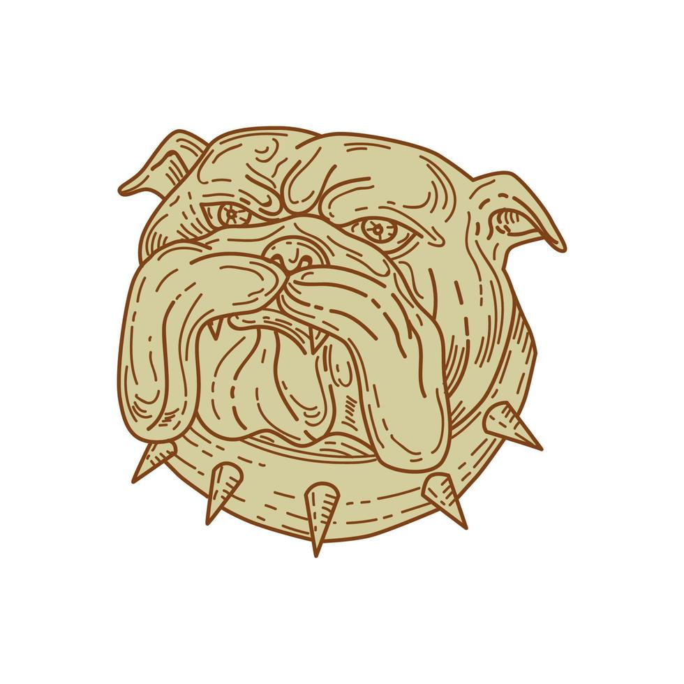 bulldog hond bastaard hoofdband mono lijn vector