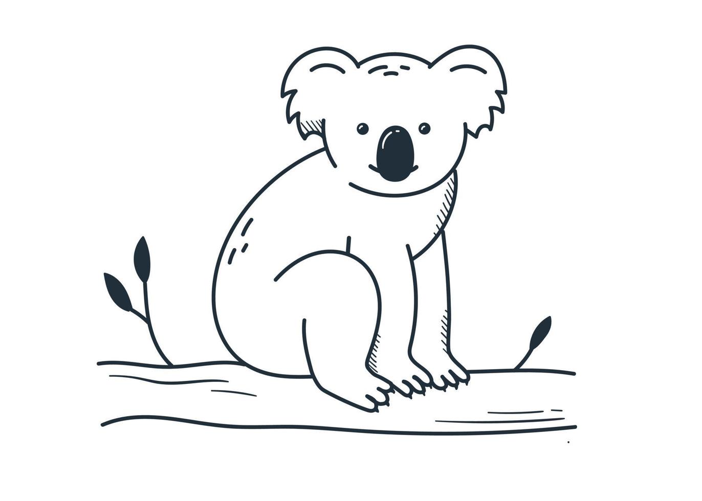 schattige koala. eenvoudige illustratie in doodle stijl geïsoleerd op een witte achtergrond. met de hand getekend. wilde dieren. vector