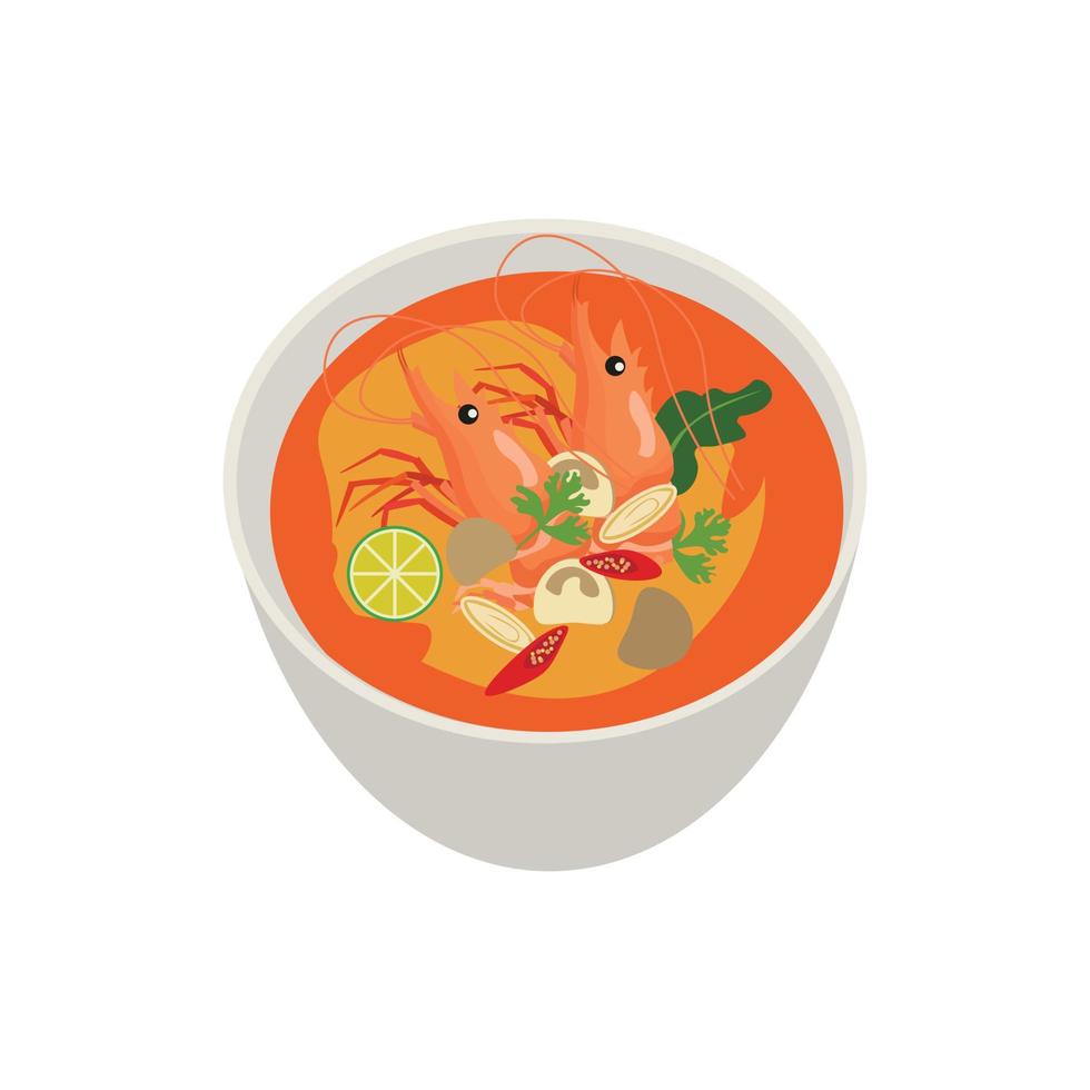 om yum kung soep Thais eten ontwerp geïsoleerde vectorillustratie. vector