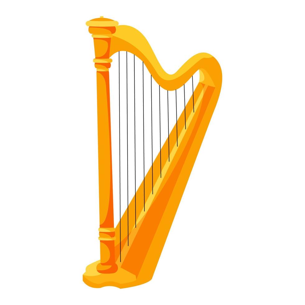 cartoon heldere harp icoon. vector pictogram geïsoleerd op een witte achtergrond. muziekinstrument