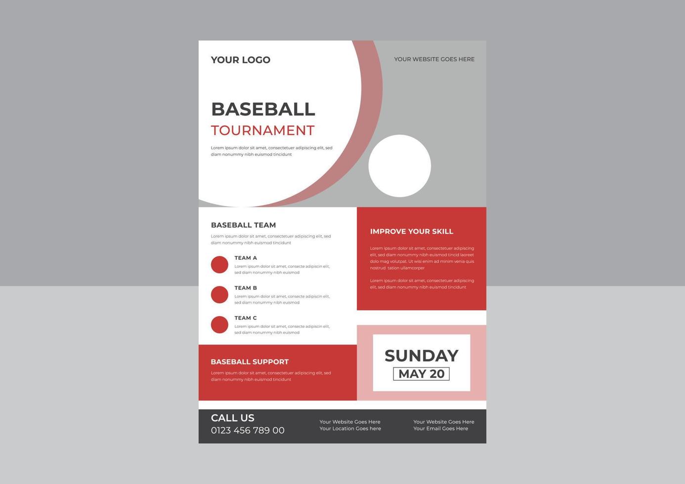 honkbal flyer vector, ontwerp voor sportpromotie, modern toernooi. aankondiging van sportgame-evenement. flyer, bannerreclame. vector