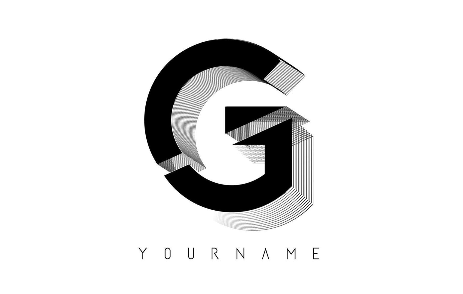 zwarte draadframe g brief logo ontwerp. creatieve vectorillustratie met bedrade omtrek frame. vector