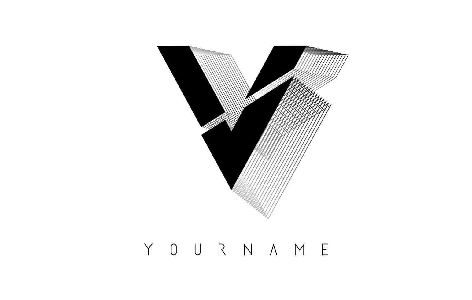 zwart draadframe v letter logo-ontwerp. creatieve vectorillustratie met bedrade omtrek frame. vector