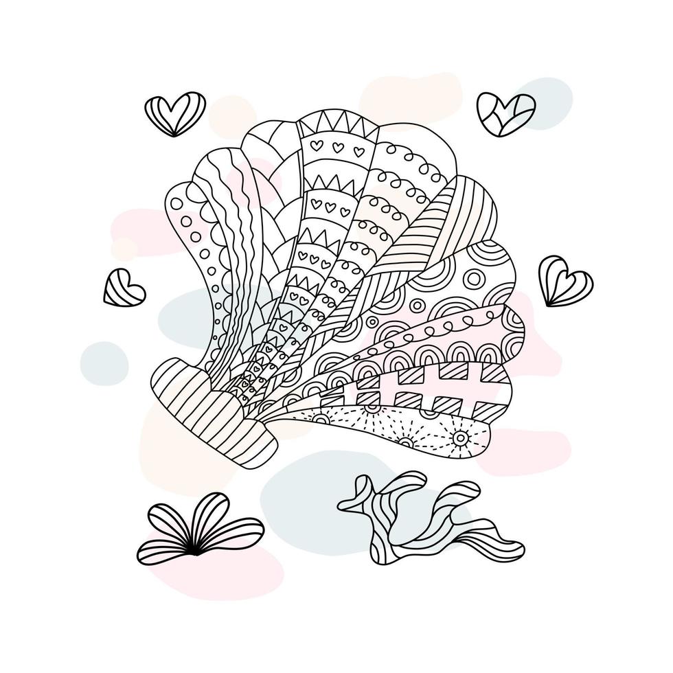 shell patroon collectie vector ontworpen in doodle stijl op een pastel achtergrond voor digitaal printen, kleding patronen, tas ontwerpen, stof patronen, canvas prints, kaart en meer.