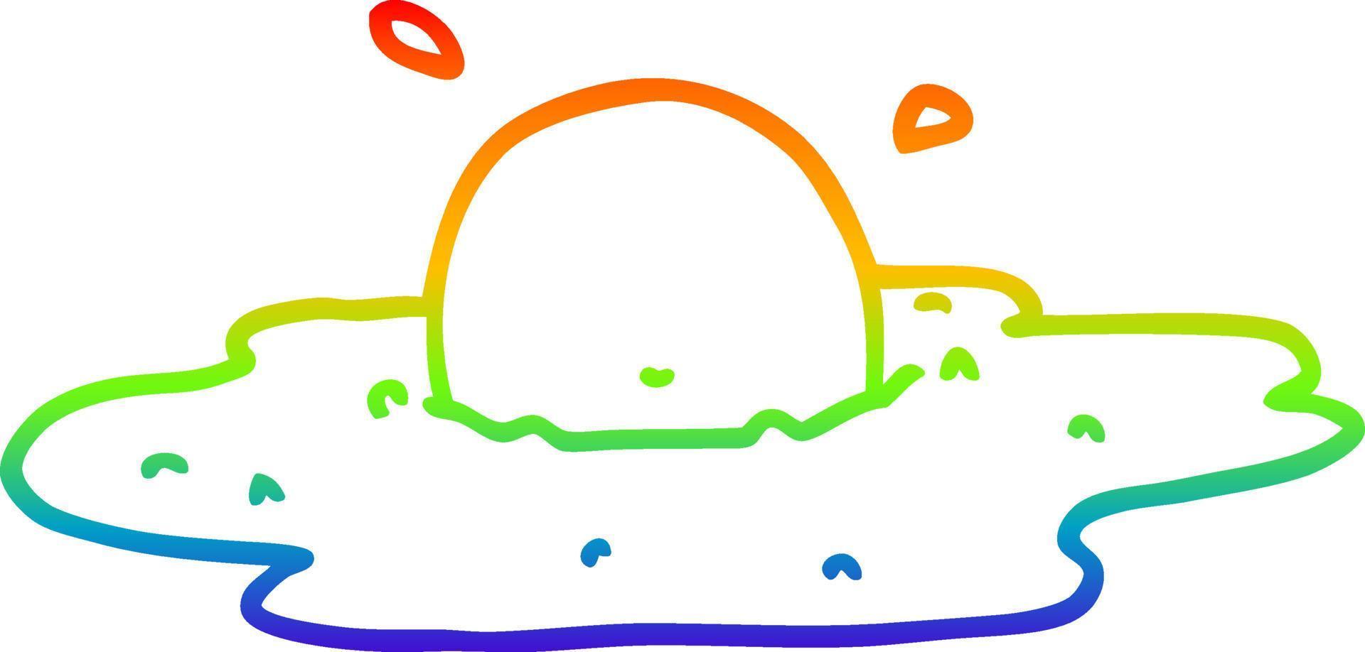 regenbooggradiënt lijntekening cartoon gebakken ei vector