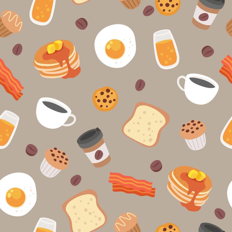 ochtend ontbijt naadloos patroon vector