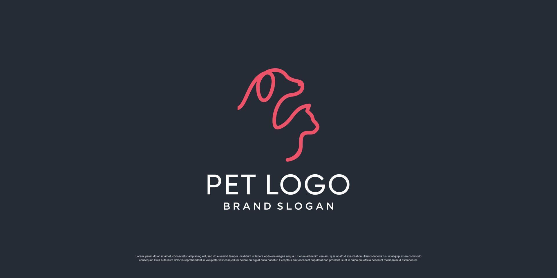 huisdierenlogo met creatief element met premium vectordeel voor honden en katten vector