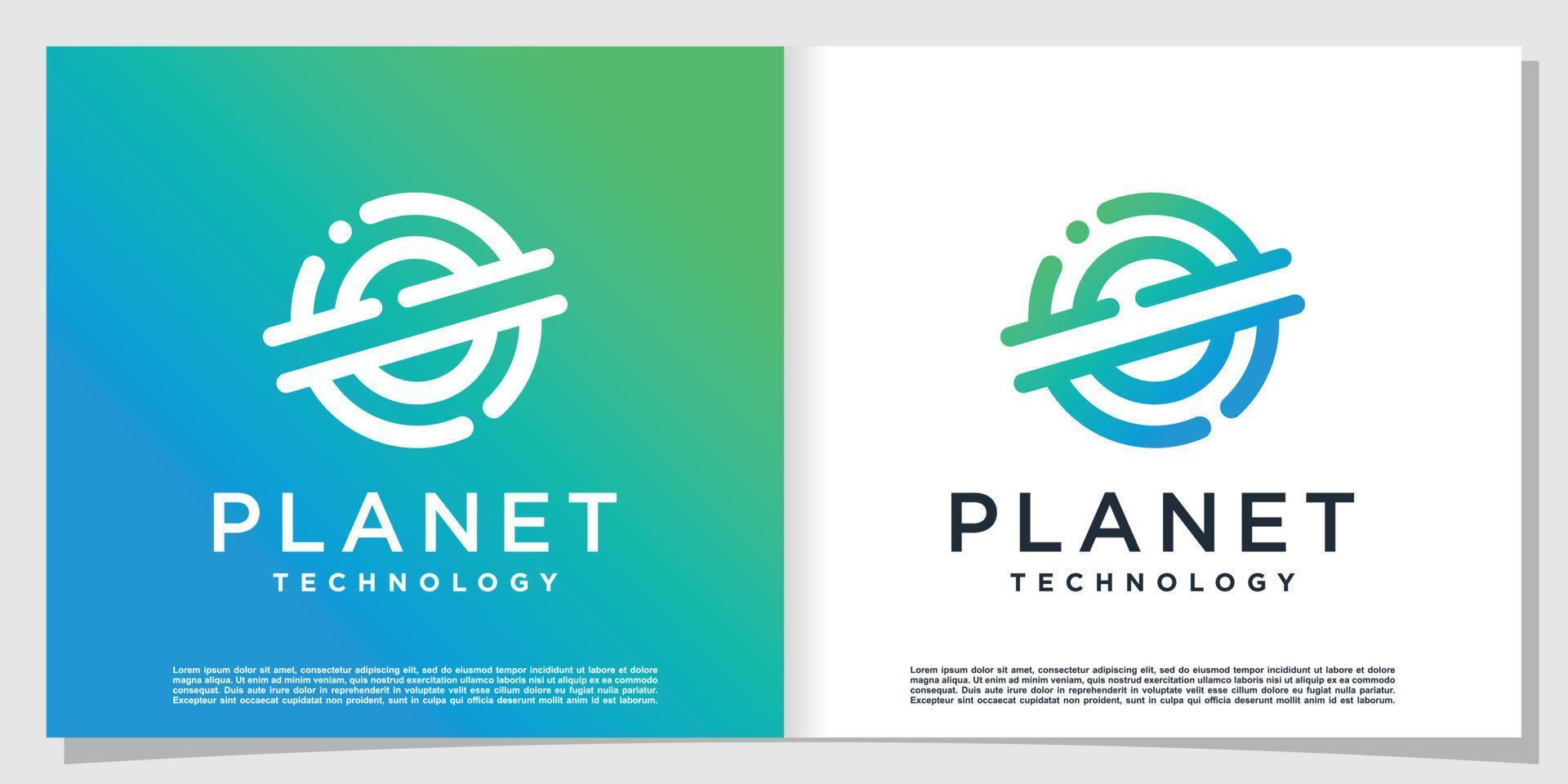 planet tech-logo met premium vector in moderne creatieve stijl
