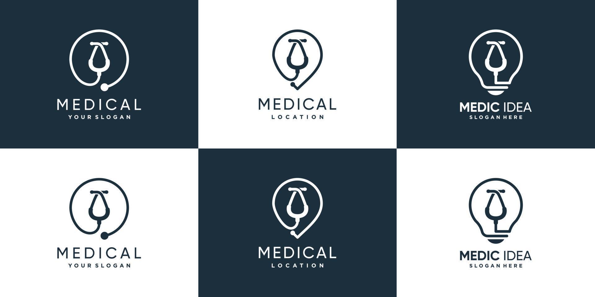 medic logo collectie met creatieve element concept premium vector