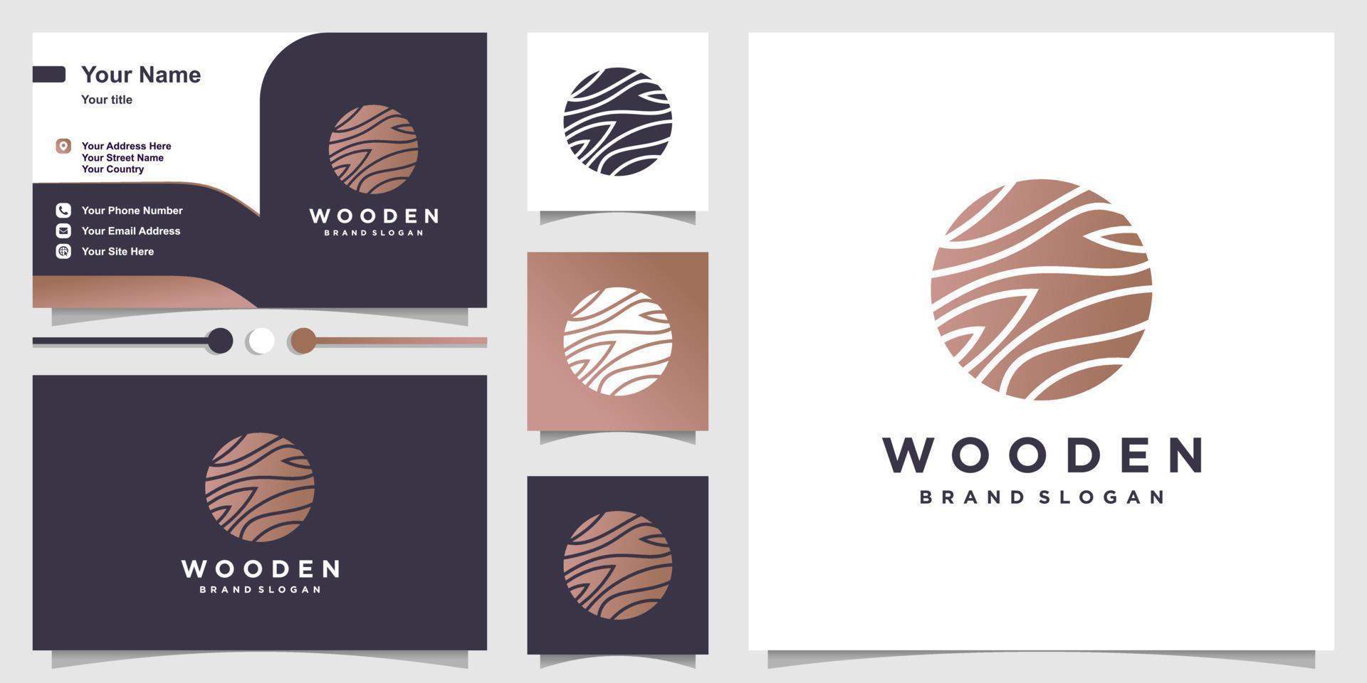 houten logo met creatief abstract concept premium vector