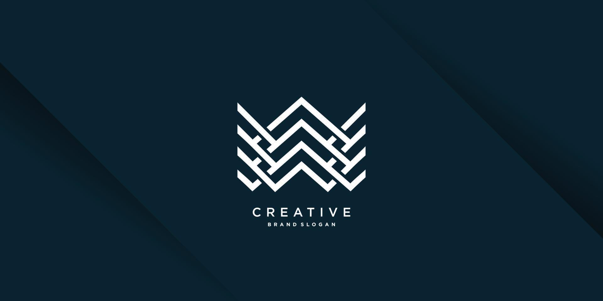 letter w-logo met creatieve abstracte element premium vector