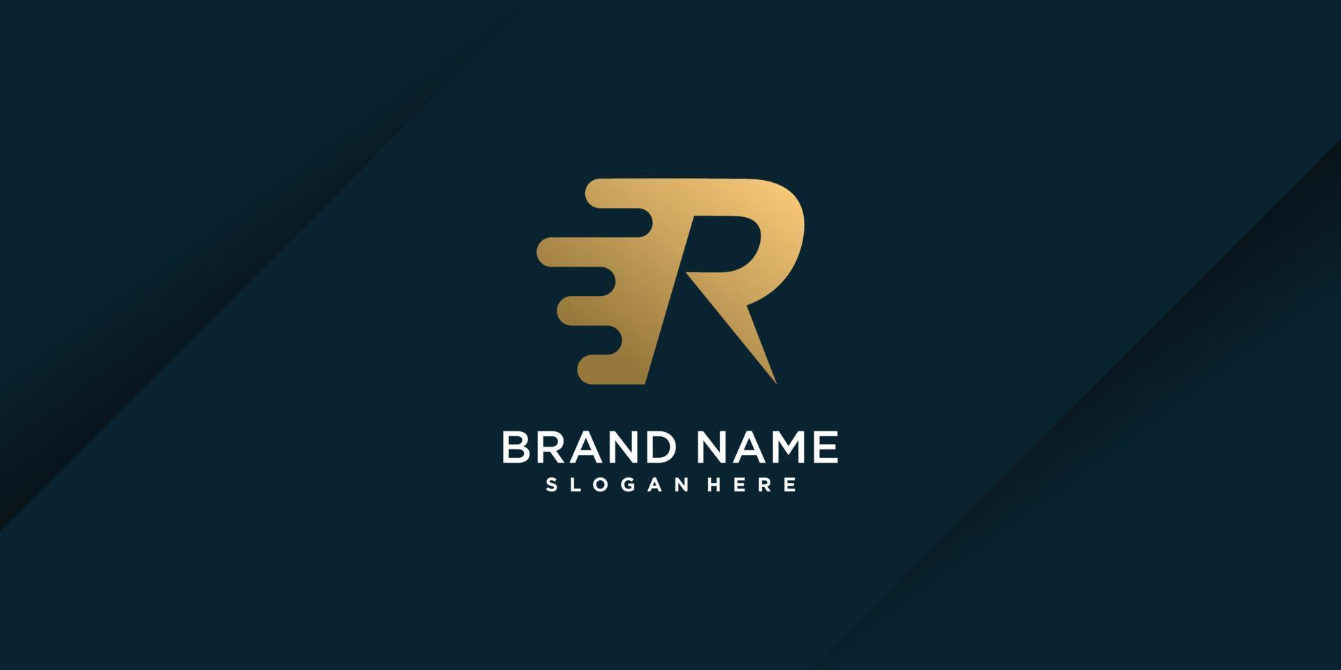 letter r-logo met modern en uniek concept premium vectordeel 1. vector