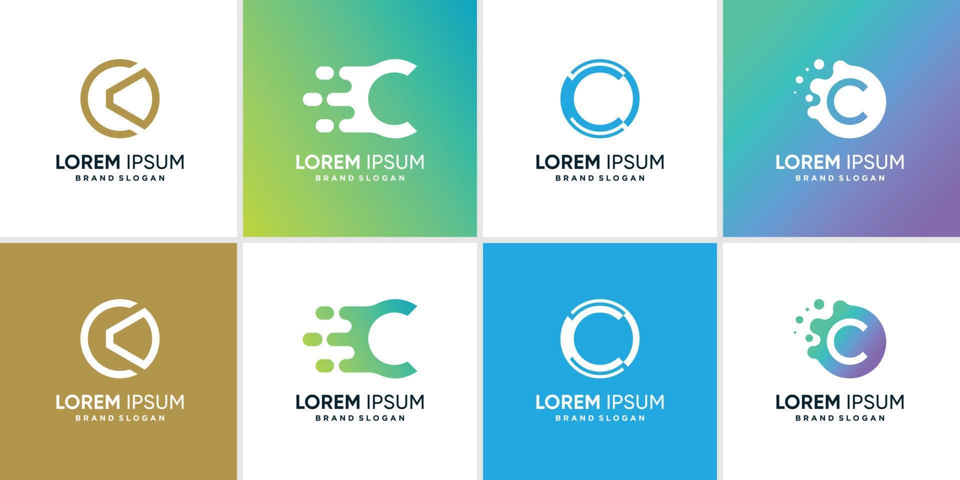 c logo-collectie met creatief element concept premium vector