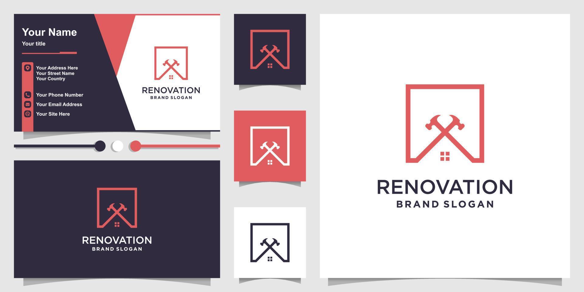 huis renovatie logo met moderne abstracte concept premium vector