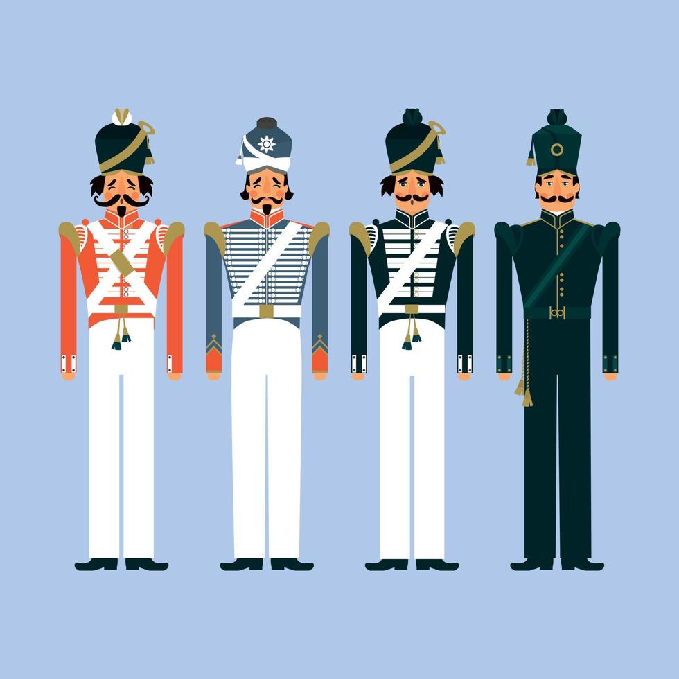 soldaten en officieren in oud Brits uniform vector