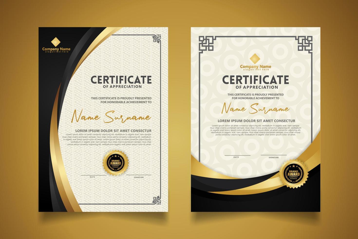 certificaatsjabloon met klassiek frame en modern patroon, diploma, vectorillustratie vector