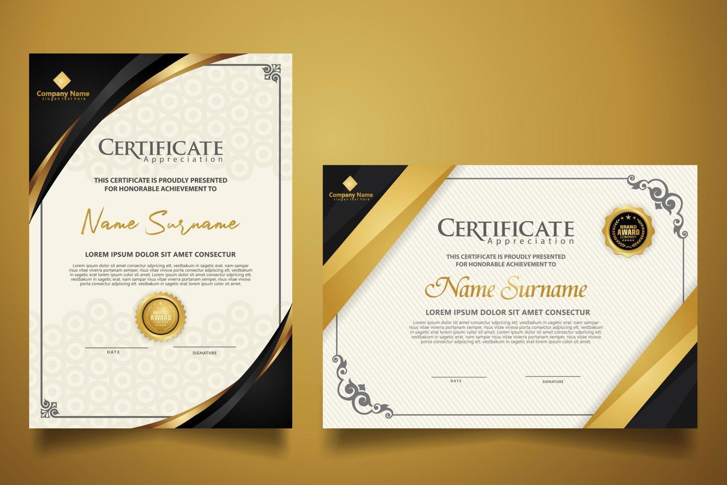 certificaatsjabloon met klassiek frame en modern patroon, diploma, vectorillustratie vector