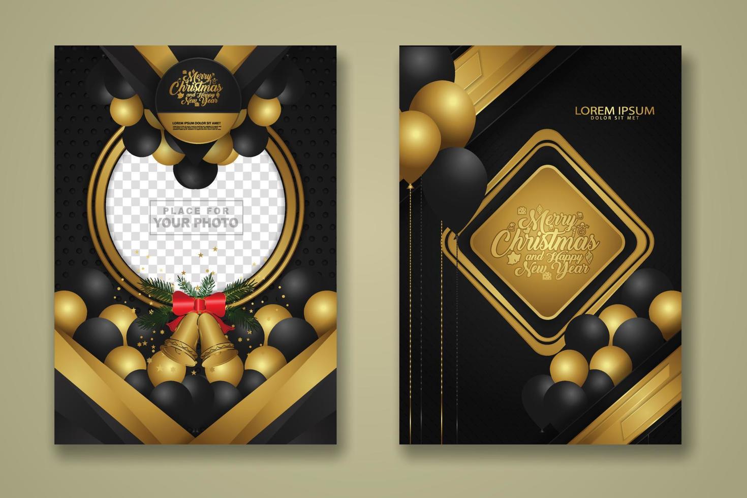 luxe kerstaffiche sjabloon met glanzend goud en textuur achtergrond. vector illustratie