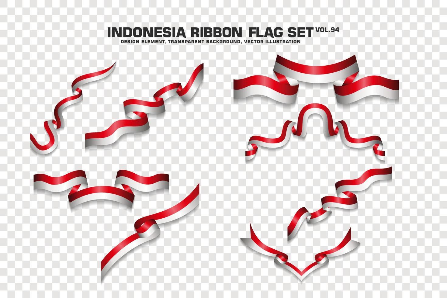 Indonesië lint vlaggen set, element ontwerp, 3D-stijl. vector illustratie