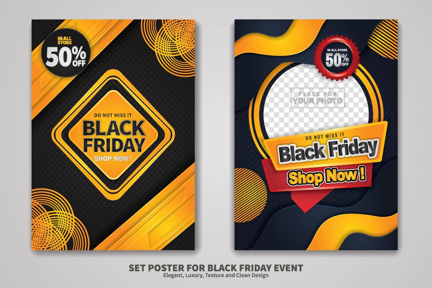 zwarte vrijdag verkoop poster ontwerpset vector