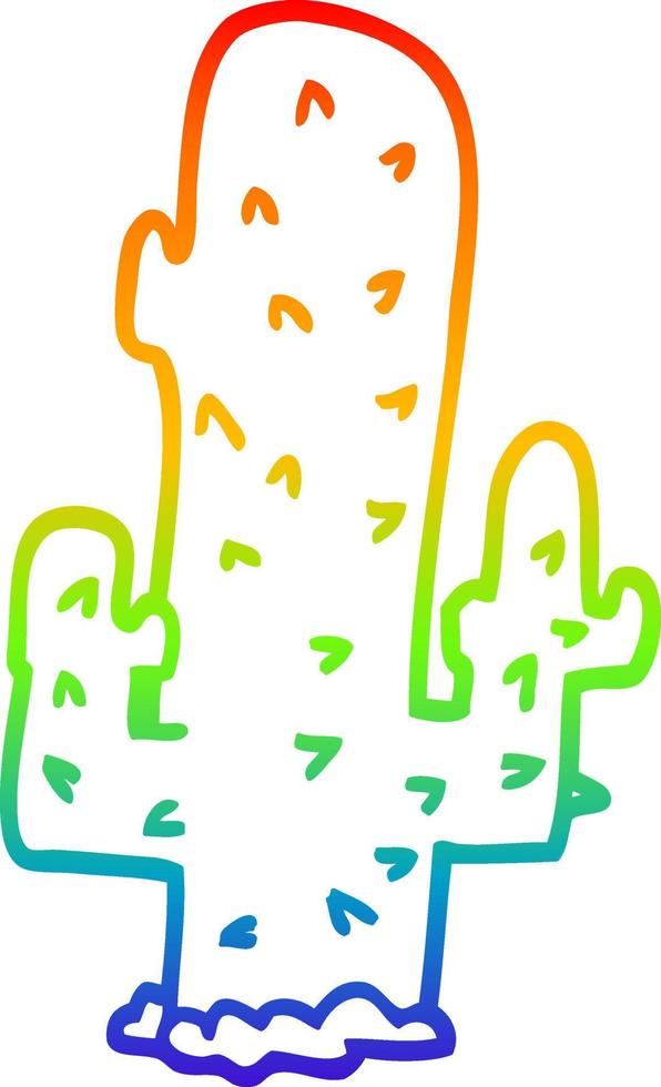 regenbooggradiënt lijntekening cartoon cactus vector