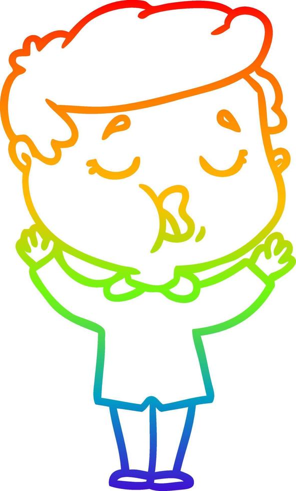 regenbooggradiënt lijntekening cartoon man praten vector