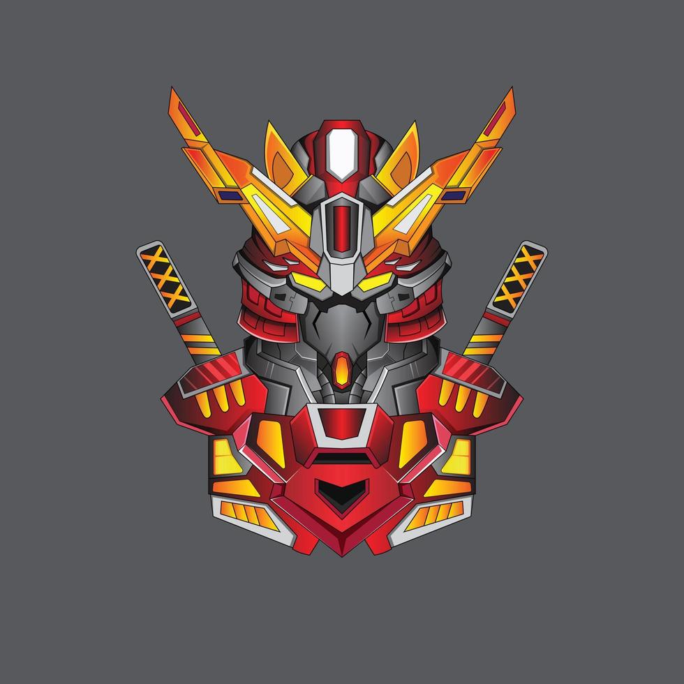 krijger cyborg hoofd robot ridder in de heilige geometrie ornamenten achtergrond, perfect voor t-shirt design, sticker, poster, merchandise en e-sport logo vector