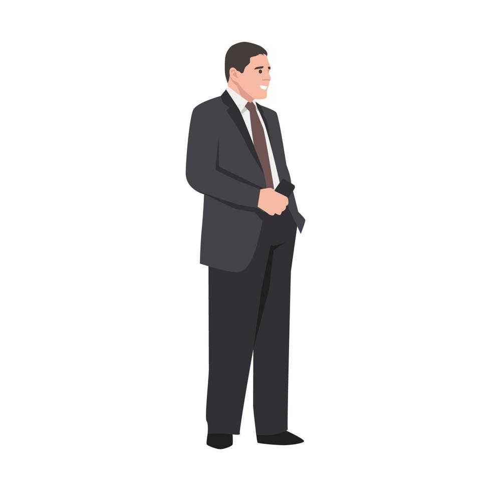 staande zakenman karakter platte vectorillustratie geïsoleerd op een witte achtergrond vector