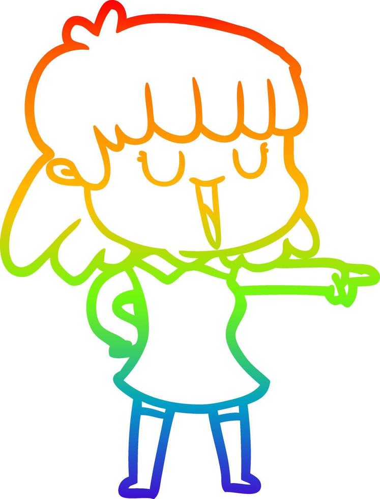 regenbooggradiënt lijntekening cartoon vrouw vector