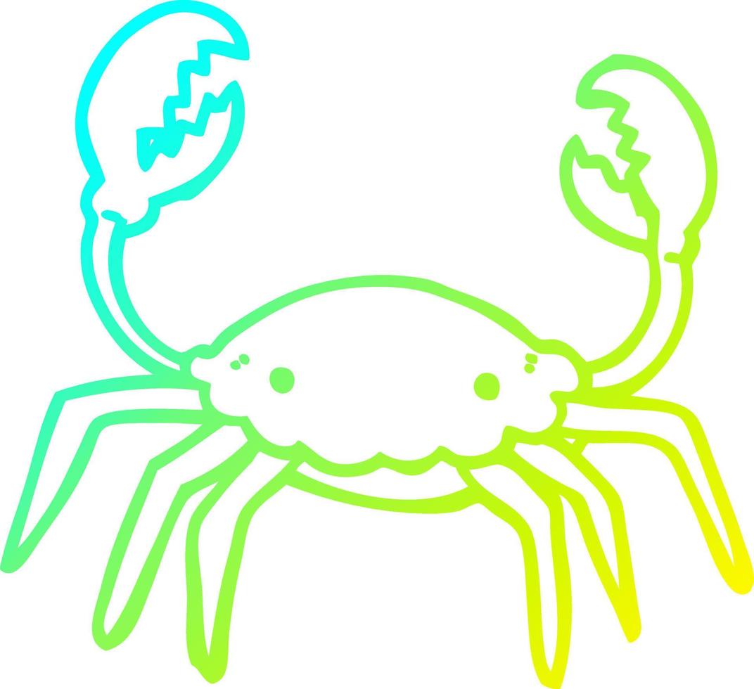 koude gradiënt lijntekening cartoon krab vector