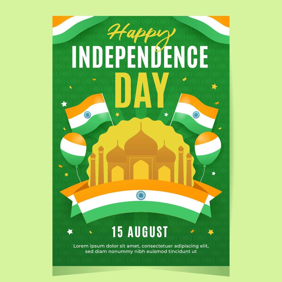 india onafhankelijkheidsdag poster sjabloon vector