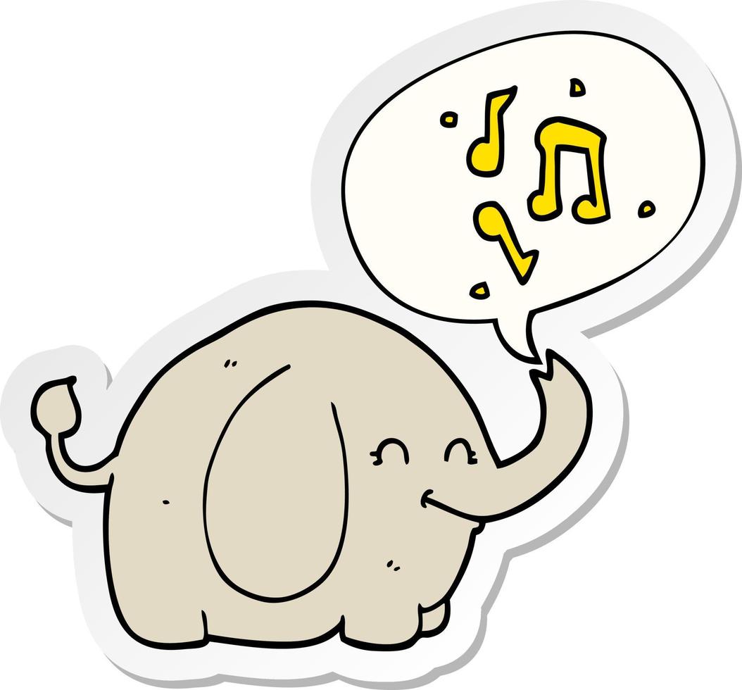 cartoon trompetterende olifant en tekstballon sticker vector