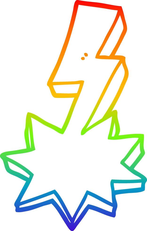 regenbooggradiënt lijntekening cartoon blikseminslag vector