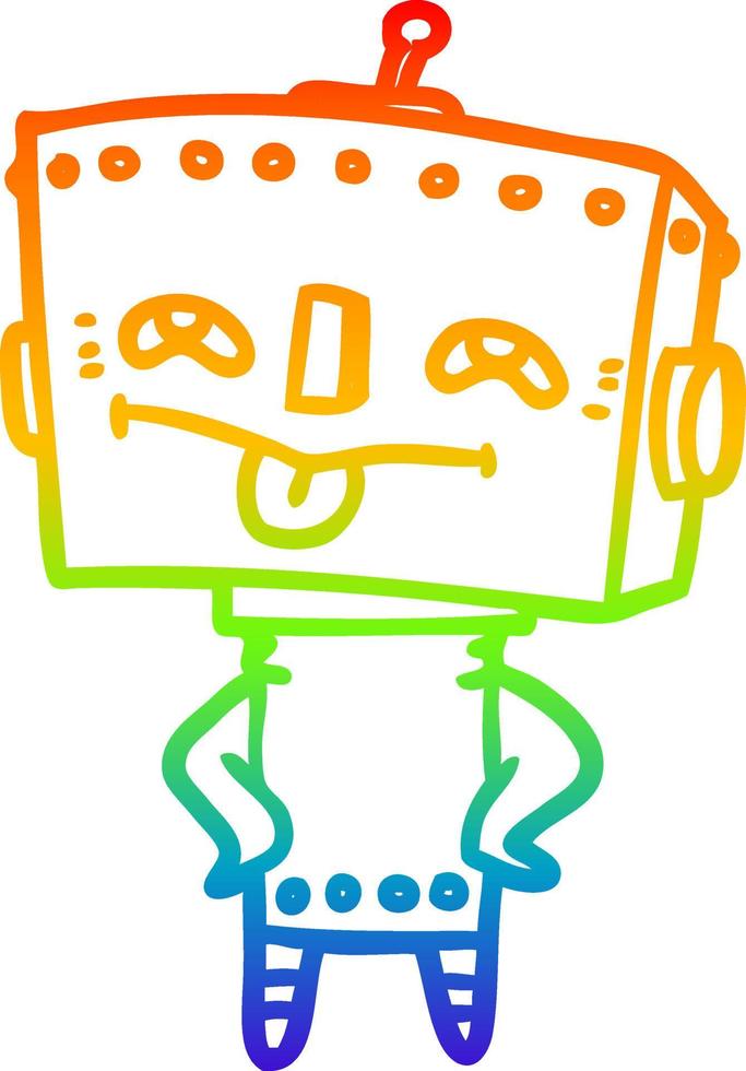 regenbooggradiënt lijntekening cartoon robot vector