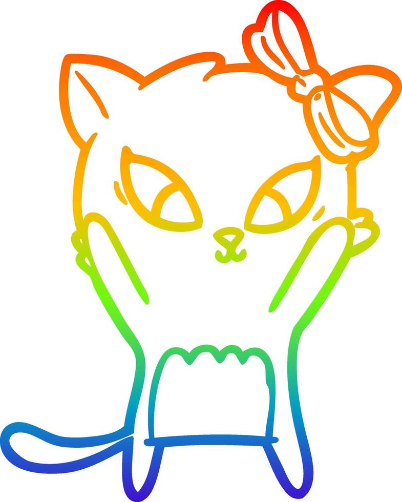 regenbooggradiënt lijntekening cartoon kat vector