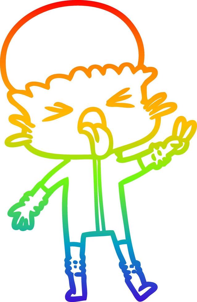 regenbooggradiënt lijntekening rare cartoon alien vector