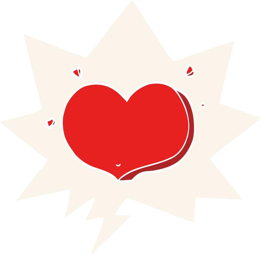 cartoon liefde hart en tekstballon in retro stijl vector