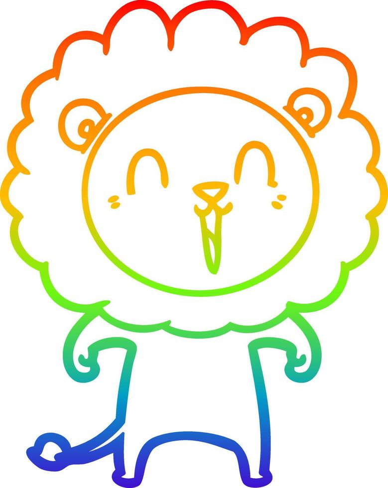 regenbooggradiënt lijntekening lachende leeuw cartoon vector