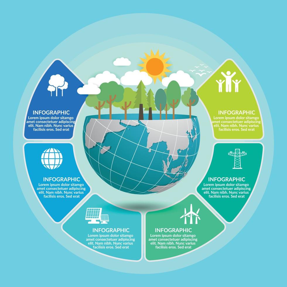 moeder aarde dag infographic concept met globe en groen. wereld Milieu Dag. vector