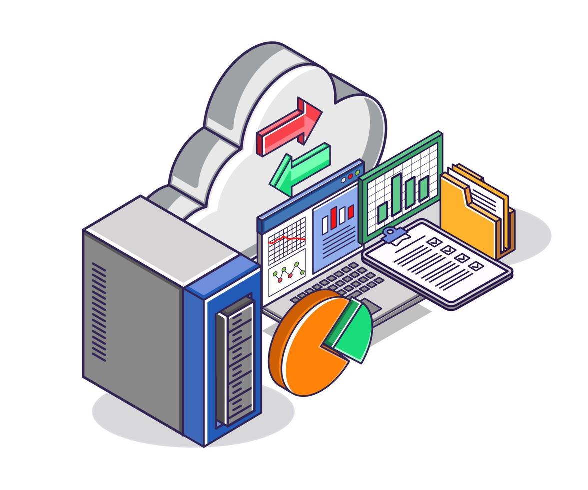 computeranalyse met cloudserver vector