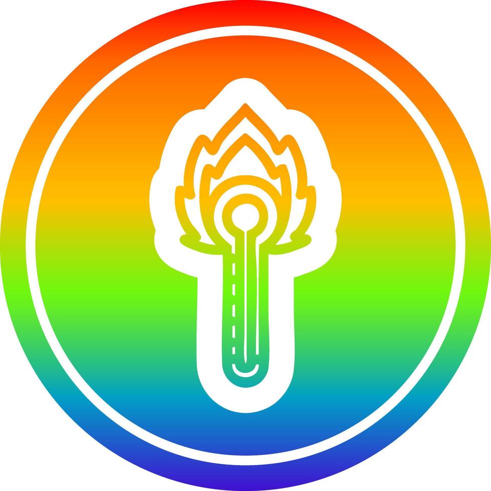 vlammende thermometer cirkelvormig in regenboogspectrum vector