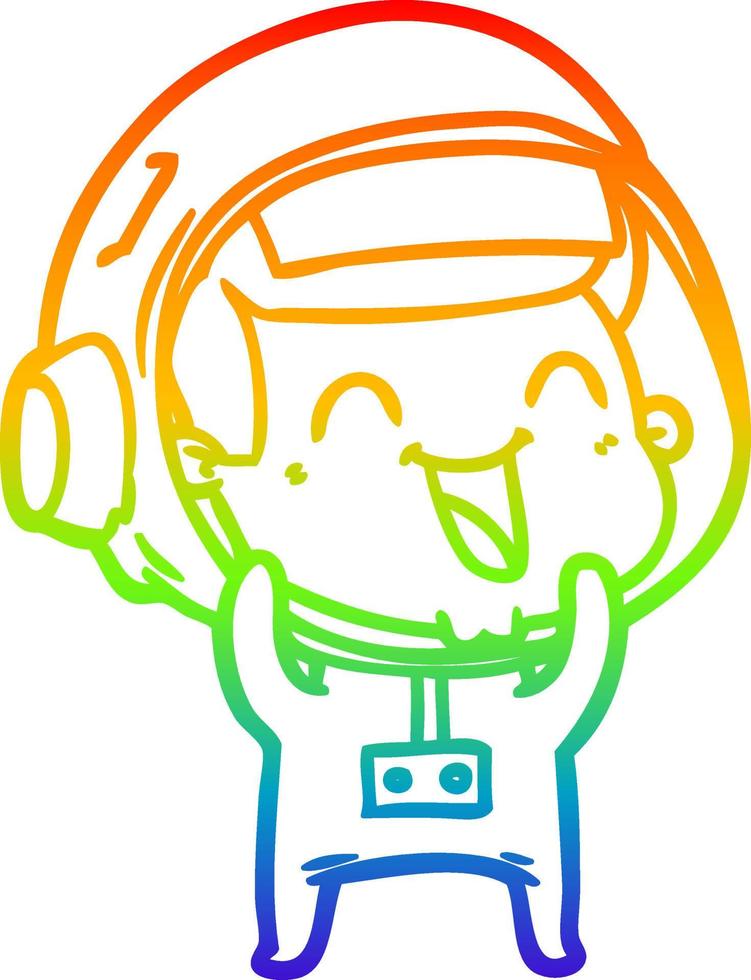 regenbooggradiënt lijntekening happy cartoon astronaut vector