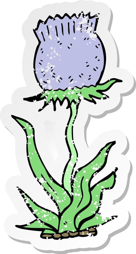 noodlijdende sticker van een cartoon wilde bloem vector