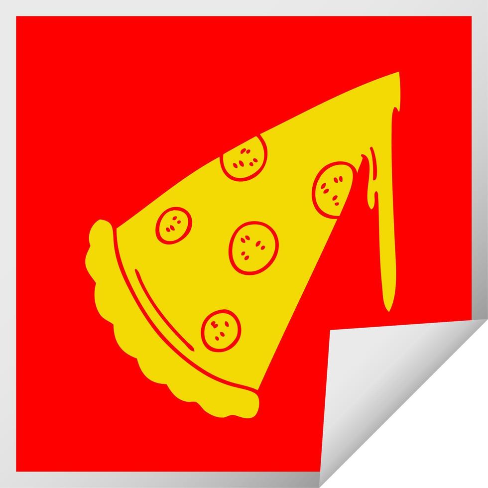 eigenzinnige vierkante peeling sticker cartoon plak pizza vector