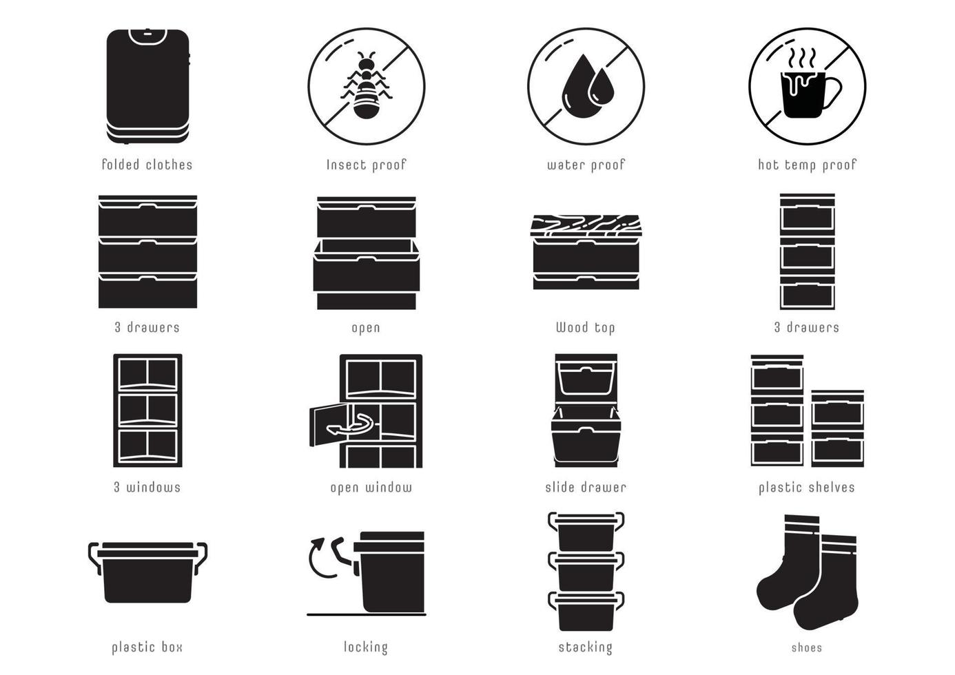 plastic opslag glyph icon set vector