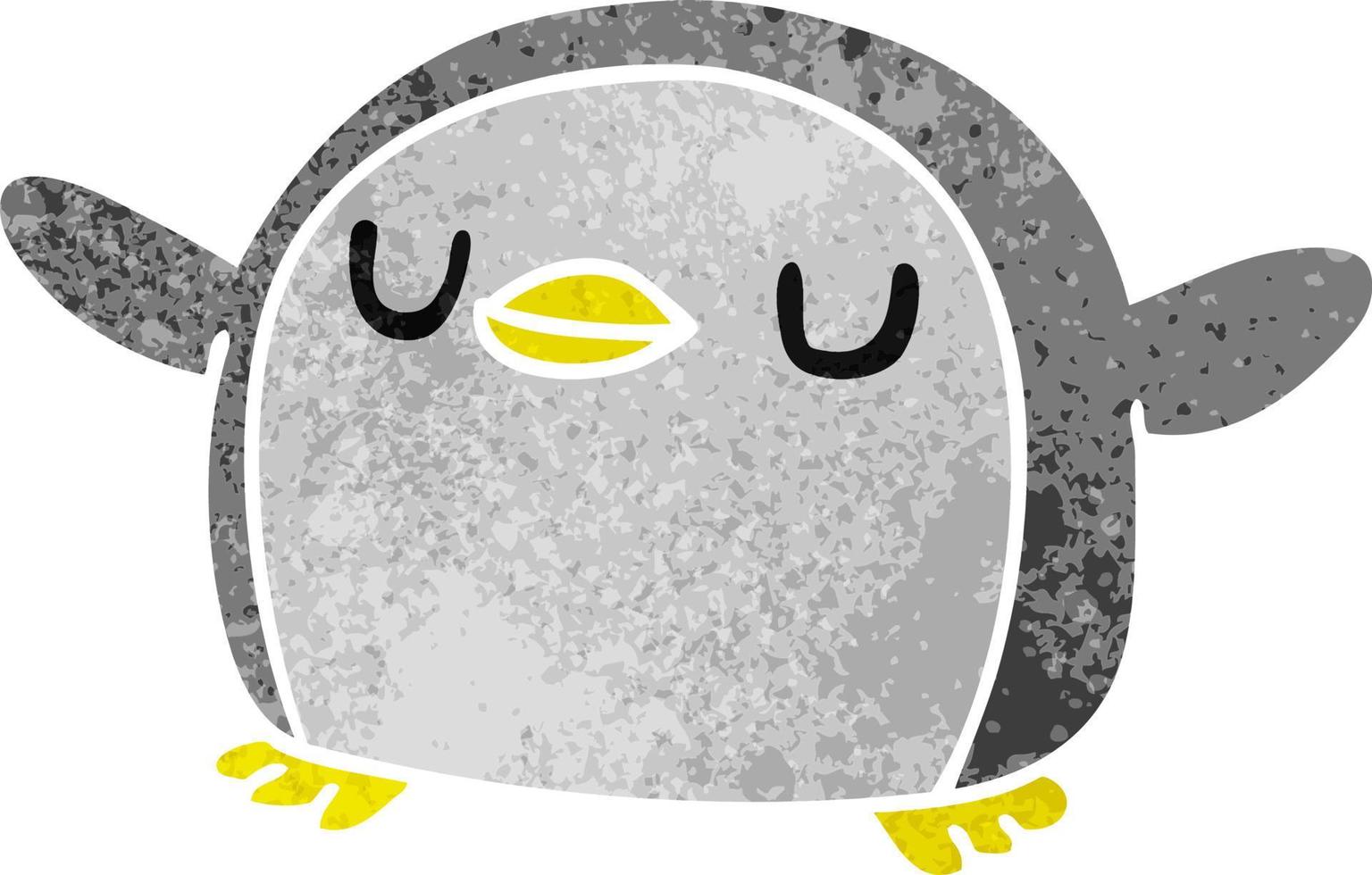 retro cartoon kawaii van een schattige pinguïn vector